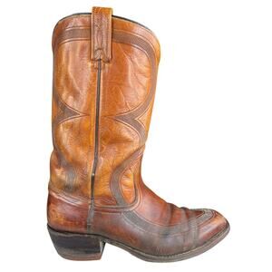 Vintage Men’s Dan Post Narrow Embossed Brown Leather Cowboy Boot Size US 10.5 B